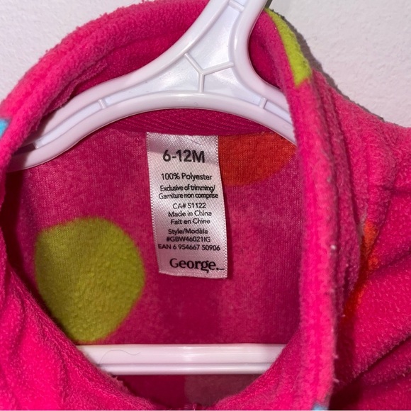 5/$15 George Pink Fleece Vest with Colorful Dots - Picture 4 of 5